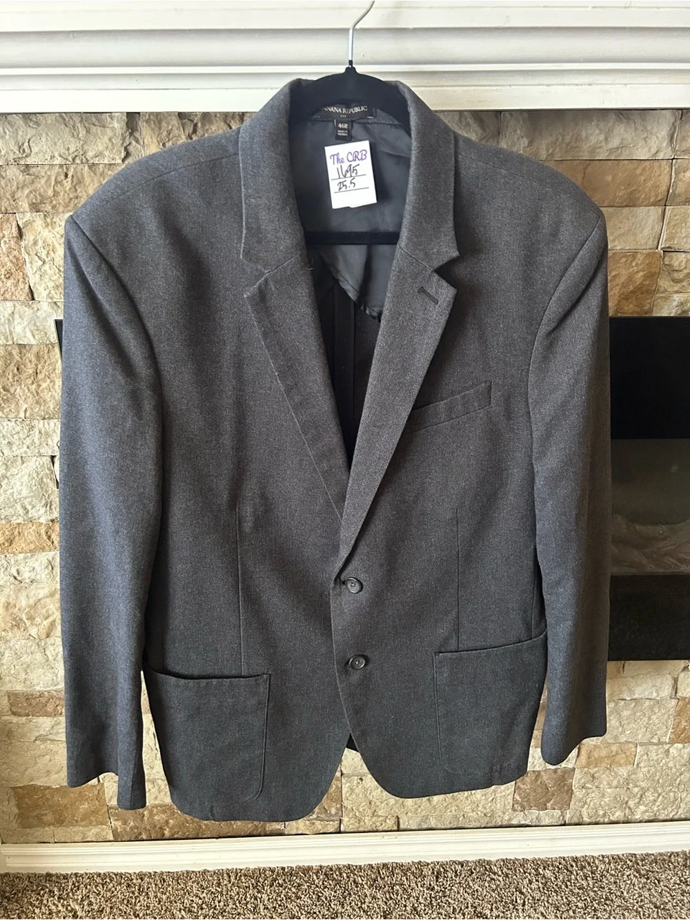 Men's Charcoal Gray Banana Republic 100% Cotton-Blazer - Modern Preppy